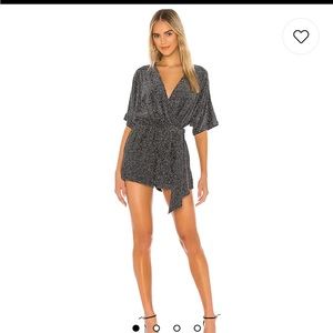 Lovers + Friends. NIGHTTIME SKY ROMPER IN SILVER.